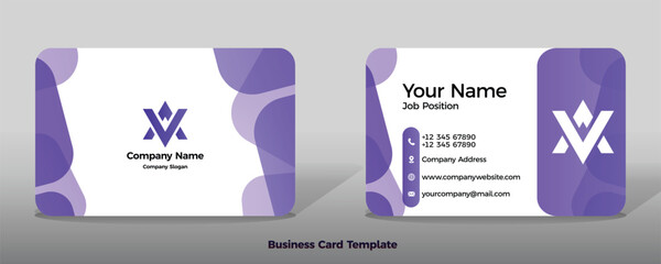 Business card template vector color abstract geometry card business finance industrial people rounded ractangle blue purple