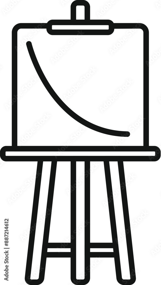 Poster line drawing of a flipchart showing a decreasing graph, illustrating negative business results