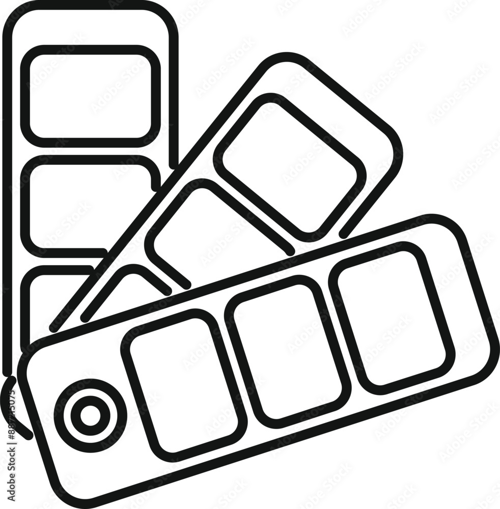Poster designer is choosing a color from a palette for a new design project