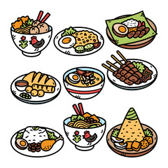 Indonesian Food Doodle Illustration