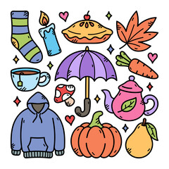 Autumn Season Doodle Illustration