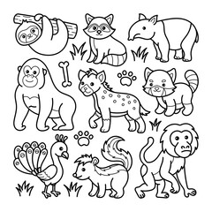 Obraz premium Handdrawn doodle illustration of animals