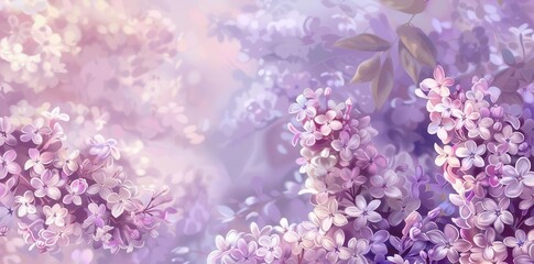 Tranquil Lilac Garden. Serene floral background concept