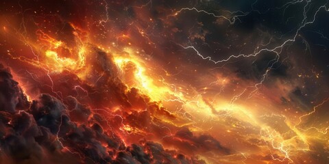 Fototapeta premium Power of Nature. Lightning strike background concept