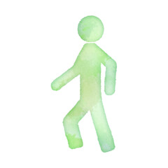 乗り物のアイコン　水彩画タッチ　人　デザインアイコン　優しい　エコロジー　シンボル　スタンプ