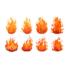 fire vector set isolated on white