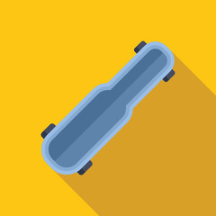 Longboard skateboard is lying on a yellow background, representing modern personal electric transportation