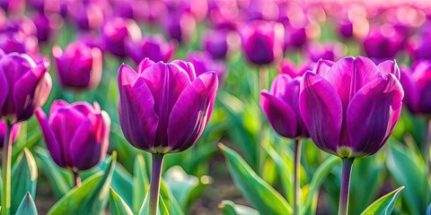 Close-up of purple tulips blooming in a field, flowers, tulips, purple, vibrant, nature, close-up, petals, beauty, spring