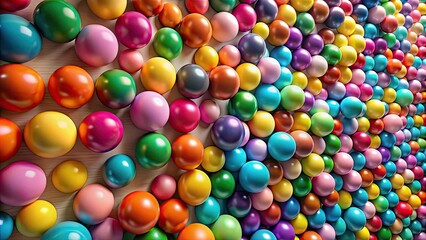 Obraz premium Colorful spheres arranged in a layout on the wall, spheres, colorful,vibrant, pattern, abstract, background