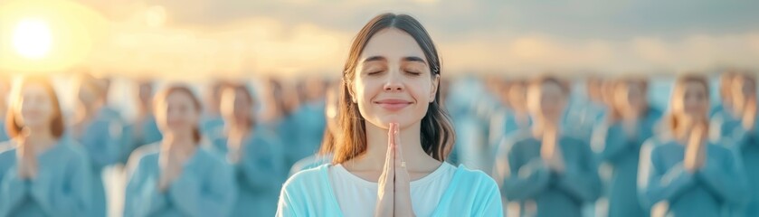 Group Meditation at Sunrise by the Sea