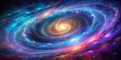 Colorful galaxy with purple and blue swirl, galaxy, colors, vibrant, space, cosmos, abstract, artistic, celestial
