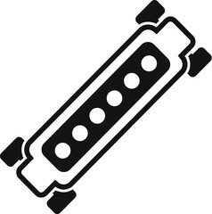 Black glyph icon of a modern electric longboard, representing personal mobility and urban commuting