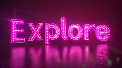 Obraz premium Pink LED Travel adventure concept art poster.