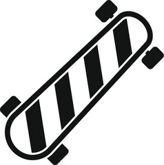 Black and white icon of a longboard skateboard for extreme sport practice