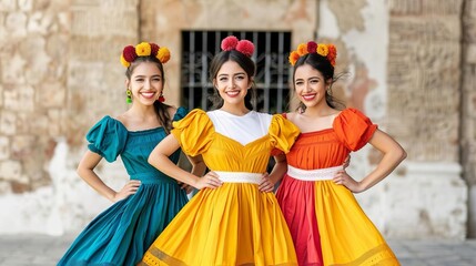 Cultural performances for Dia De Los Muertos, traditional dance traditions with intricate costumes, marigold flower accents, joyful celebrations, vintage style, high detail