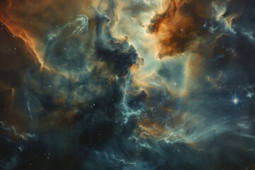 Fototapeta premium Majestic Nebula: Expansive beauty in the tranquil realm of the cosmos, showcasing the grandeur and stillness of the astral world.