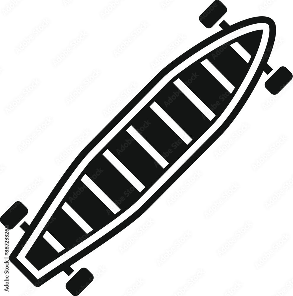 Sticker Simple longboard icon representing skateboarding and urban sports