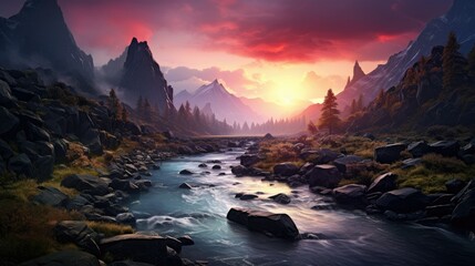 beautiful nature landscape panoramic photo