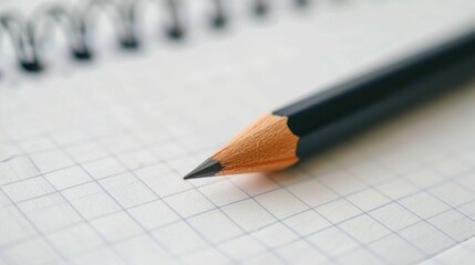 Close up view of notebook paper with pencil and empty space