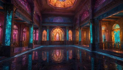 Obraz premium The opulent architecture of Xanadu's palace in vivid detail ai_generated