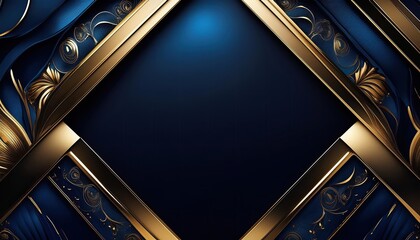 Luxury Golden Stripes on Dark Backgrounds, banner images, Luxury banner golden border color dark blue, Elegant blue and Gold Geometric Background", blue background, invitation card