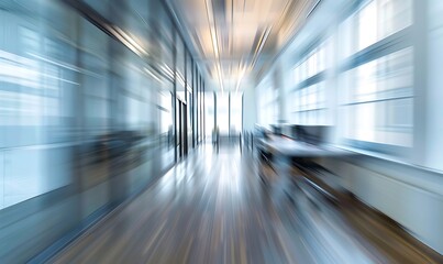 Fototapeta premium Interior of modern conference room with white walls, wooden floor