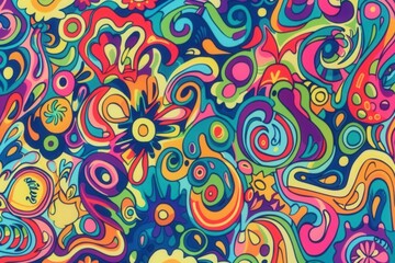 Obraz premium Psychedelic Rainbow Swirls. Vibrant and colorful swirl pattern with a retro vibe