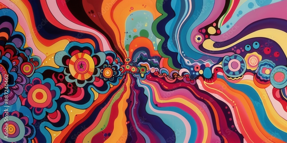 Poster colorful abstract patterns. groovy background 3 concept