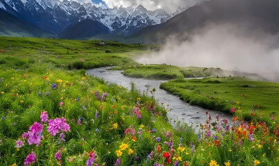 Fototapeta premium Eternal Bliss: Savoring the Serenity of Pakistan's Patundas Meadows 