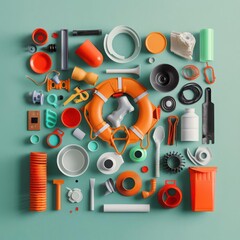 Obraz premium Visual representation of recycled materials in manufacturing, sustainability, circular economy