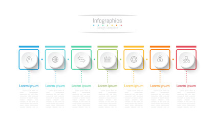 Infographic 7 options design elements for your business data. Vector Illustration.