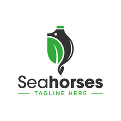 seahorse leaf illustration logo © idealis