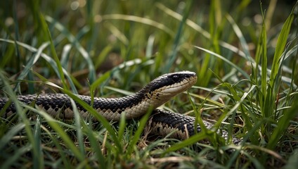 The zigzag pattern of a snake slithering through tall grass ai_generated