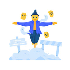 Forbidden access with blocking scarecrow character vector illustration