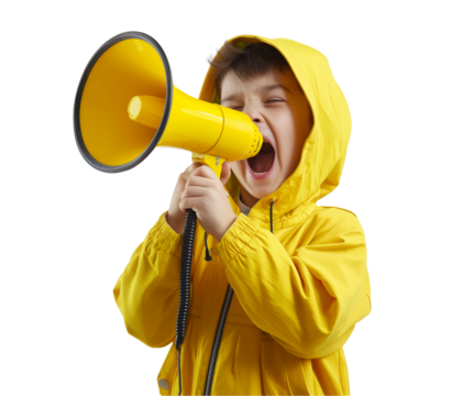 person shouting through megaphone