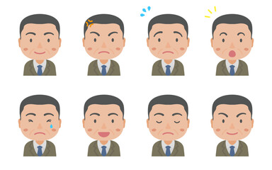 様々な表情のサラリーマン
