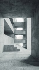 Obraz premium New Generation Abstract Empty Building Structure Made of Gray Concrete
