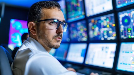 Engineer in a control room.
