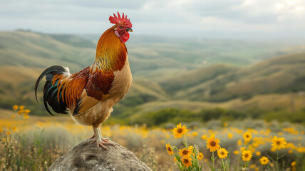 rooster in the field