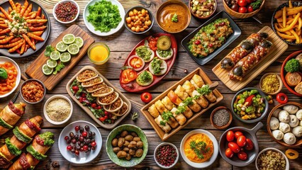 Fototapeta premium A mouthwatering buffet spread featuring a variety of delicious dishes, buffet, spread, food, cuisine, gourmet, tasty
