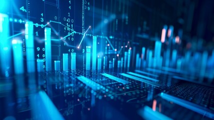 Digital financial charts and transparent investment bars