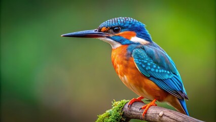 Obraz premium Detailed of a vibrant Common Kingfisher in its natural habitat, Kingfisher, Bird, Wildlife, Nature, Detailed,Vibrant, Colorful