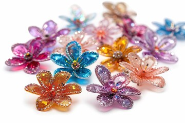 Naklejka premium Glitter brooches, isolated on white