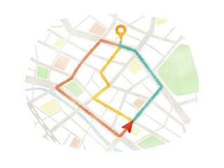 地図上の目的地までの複数ルート