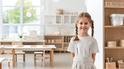 A dedicated teacher setting up a colorful and inviting classroom, preparing materials and activities that create a stimulating and engaging learning environment