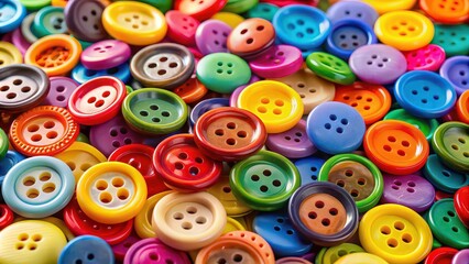 Fototapeta premium Close up of vibrant and colorful buttons , colorful, close up, buttons, sewing, fashion, craft, textile, detail, texture