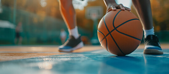 playing basketball on the outdoor
