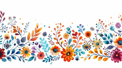 Heritage symbols for Dia De Los Muertos, intricate papel picado and ornate skeleton designs, bright colors, festive atmosphere, watercolor style, highly detailed