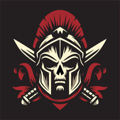 skull head logo design in Spartan army style