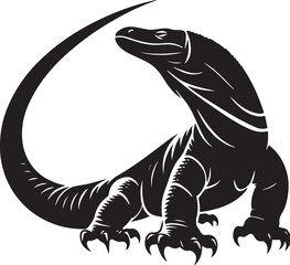 silhouettes of komodo dragon vector art illustration